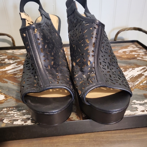 Chinese Laundry "Matilda" Leather Slingback Wedge Platform Sandals US 8.5 - Picture 3 of 10